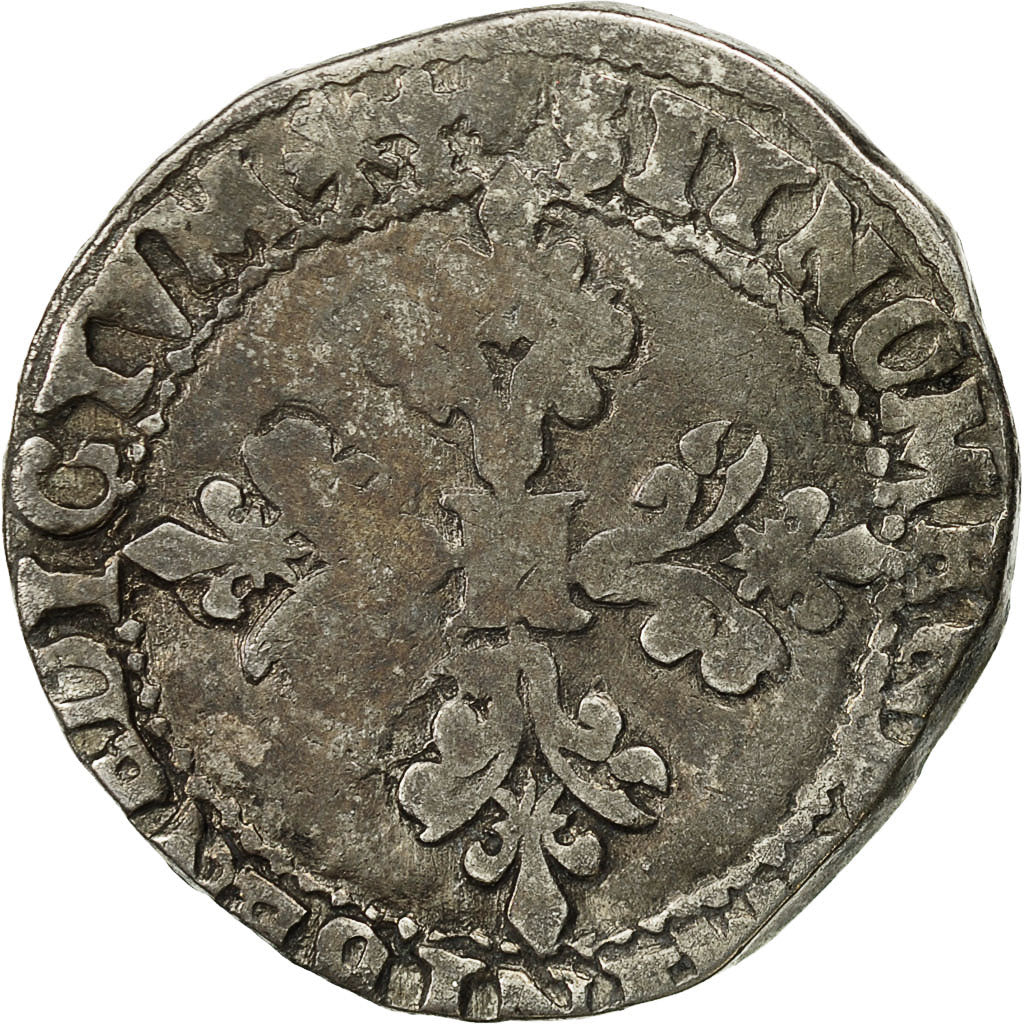 Coin, France, Henri III, Franc au Col Plat, 1579, Bayonne, VF(20-25), Silver