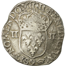 Monnaie, France, Louis XIII, 1/4 Écu à la croix, 1/4 Ecu, 1612, Rennes, TB+