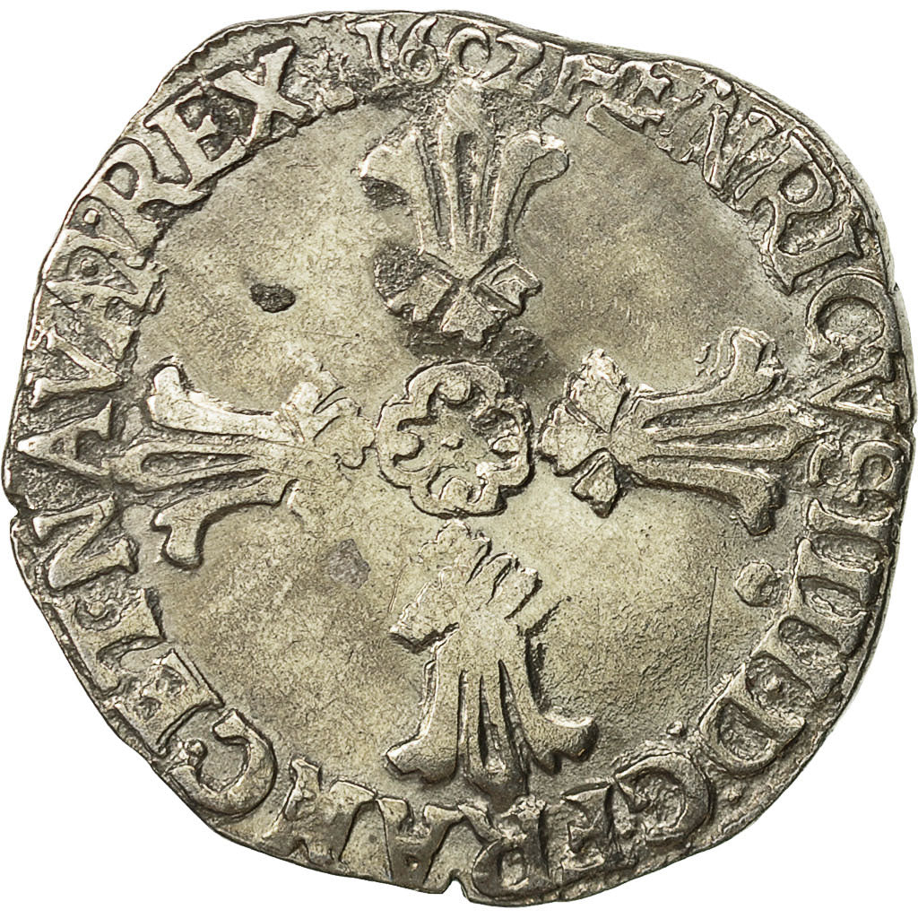 Coin, France, Henri IV, 1/4 Ecu, 1602, Rennes, VF(30-35), Silver, Sombart:4686