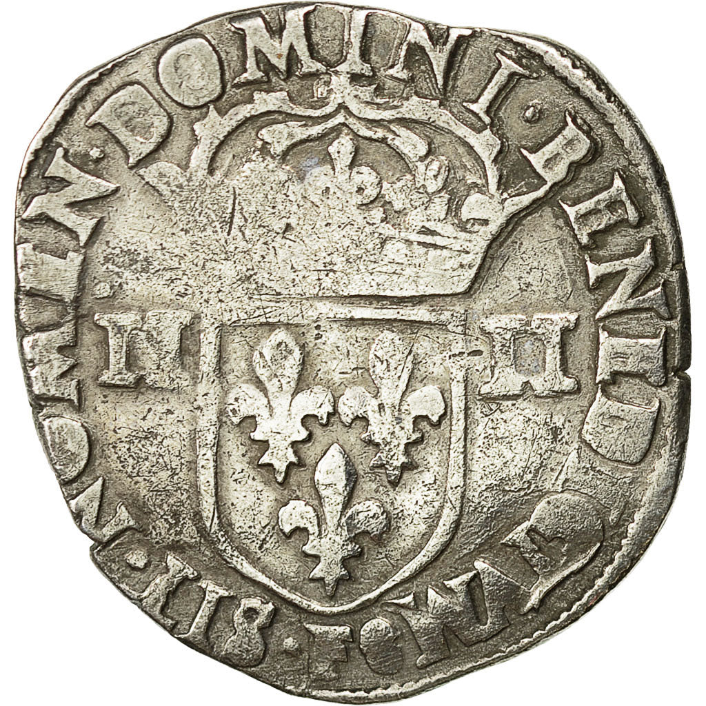 Moneta, Francia, Henri III, 1/4 Ecu, 1585, Angers, BB, Argento, Sombart:4662