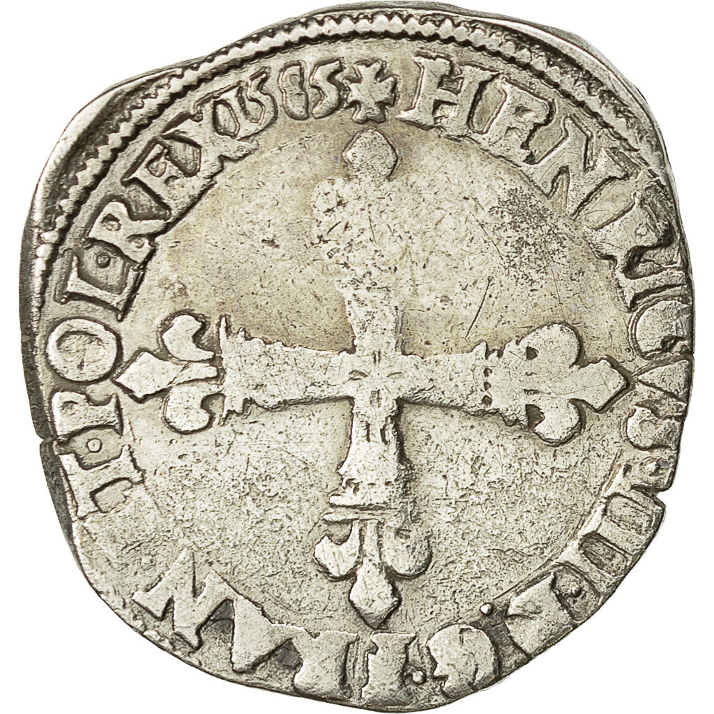 Moneta, Francia, Henri III, 1/4 Ecu, 1585, Angers, BB, Argento, Sombart:4662