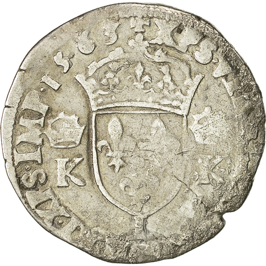 Münze, Frankreich, Charles IX, Teston, 1563, Bayonne, SGE+, Silber