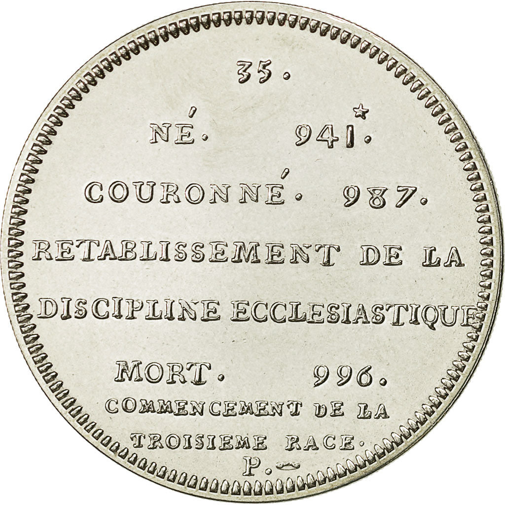 France, Medal, Roi de France, Hugues Capet, History, MS(65-70), Nickel