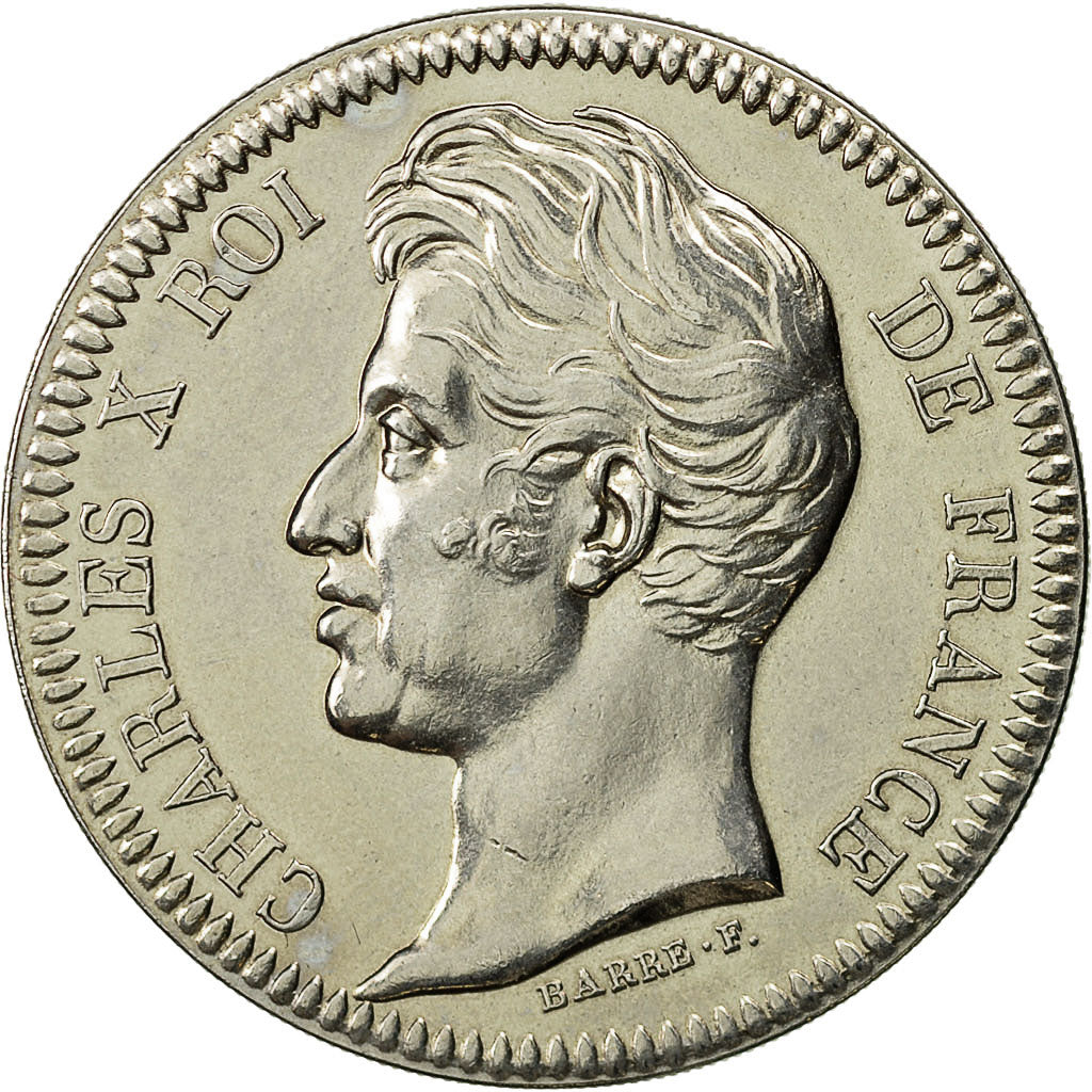 Francja, Medal, Roi de France, Charles X, Historia, MS(65-70), Nikiel