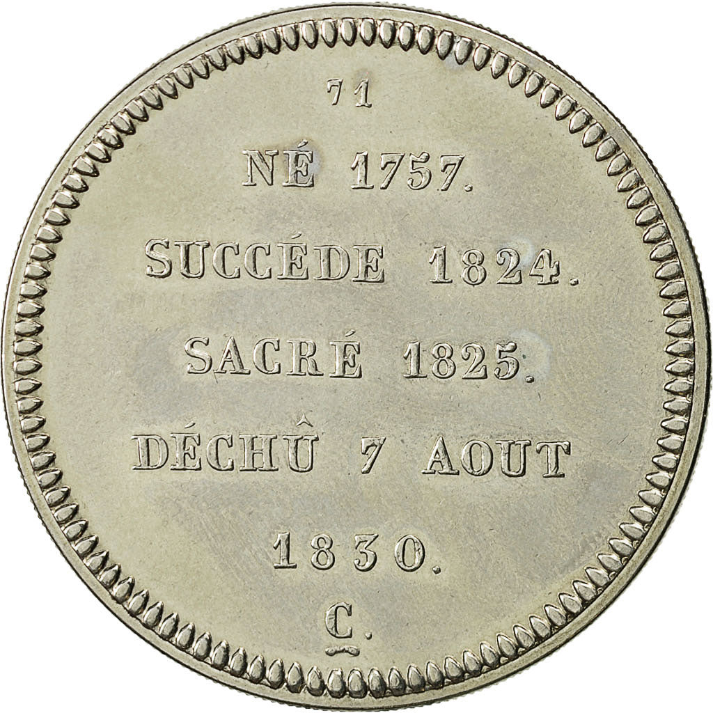Francja, Medal, Roi de France, Charles X, Historia, MS(65-70), Nikiel