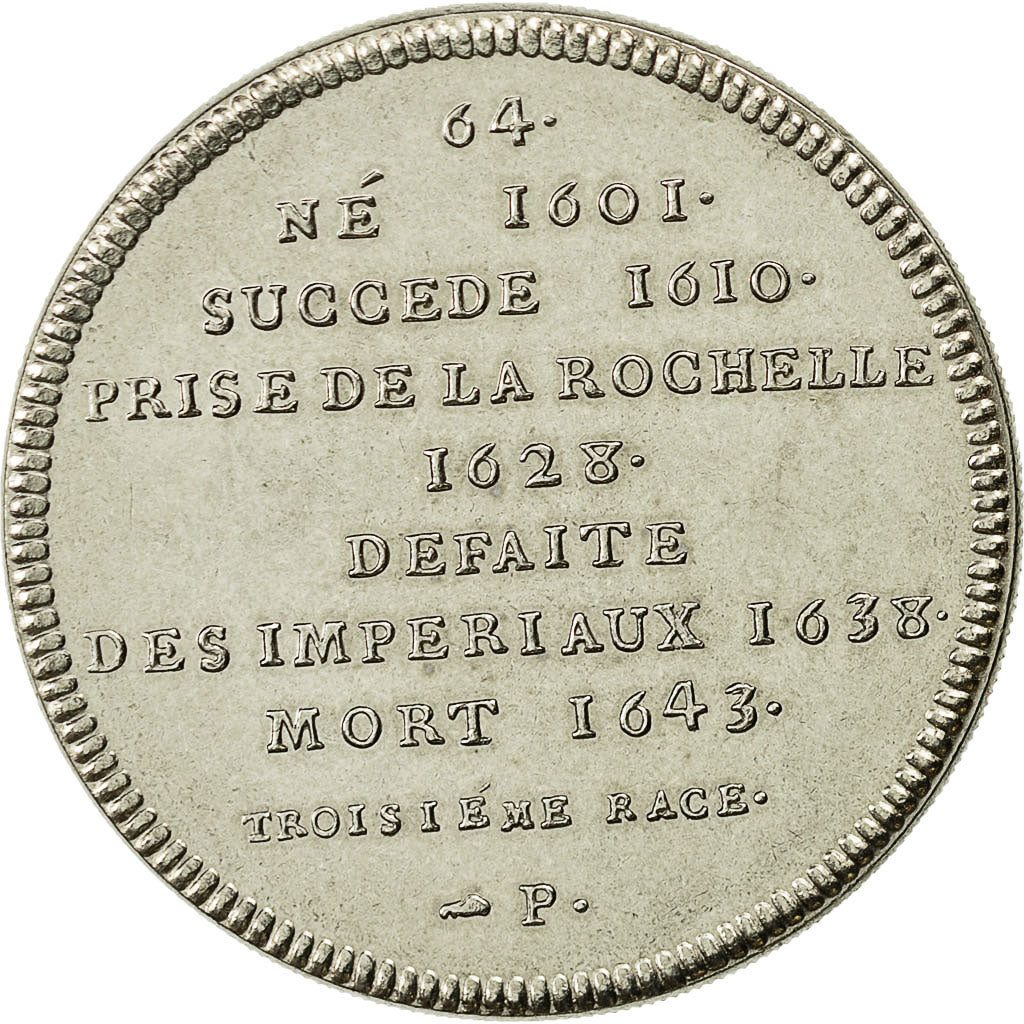 France, Medal, Roi de France, Louis XIII, History, MS(65-70), Nickel