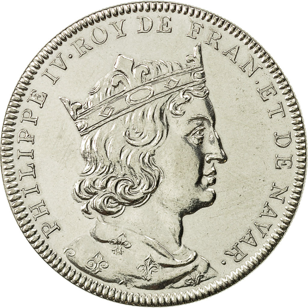 Francja, Medal, Roi de France, Philippe IV, Historia, MS(65-70), Nikiel