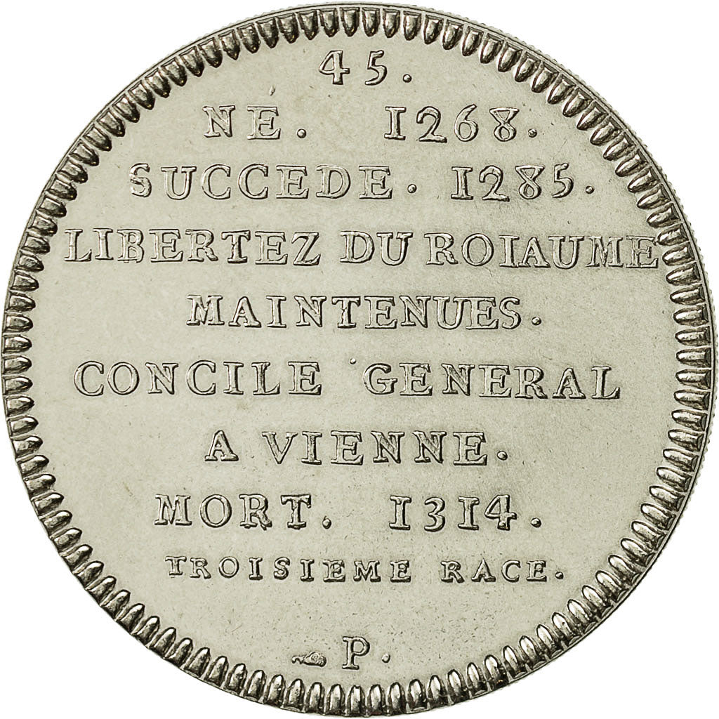 Francja, Medal, Roi de France, Philippe IV, Historia, MS(65-70), Nikiel