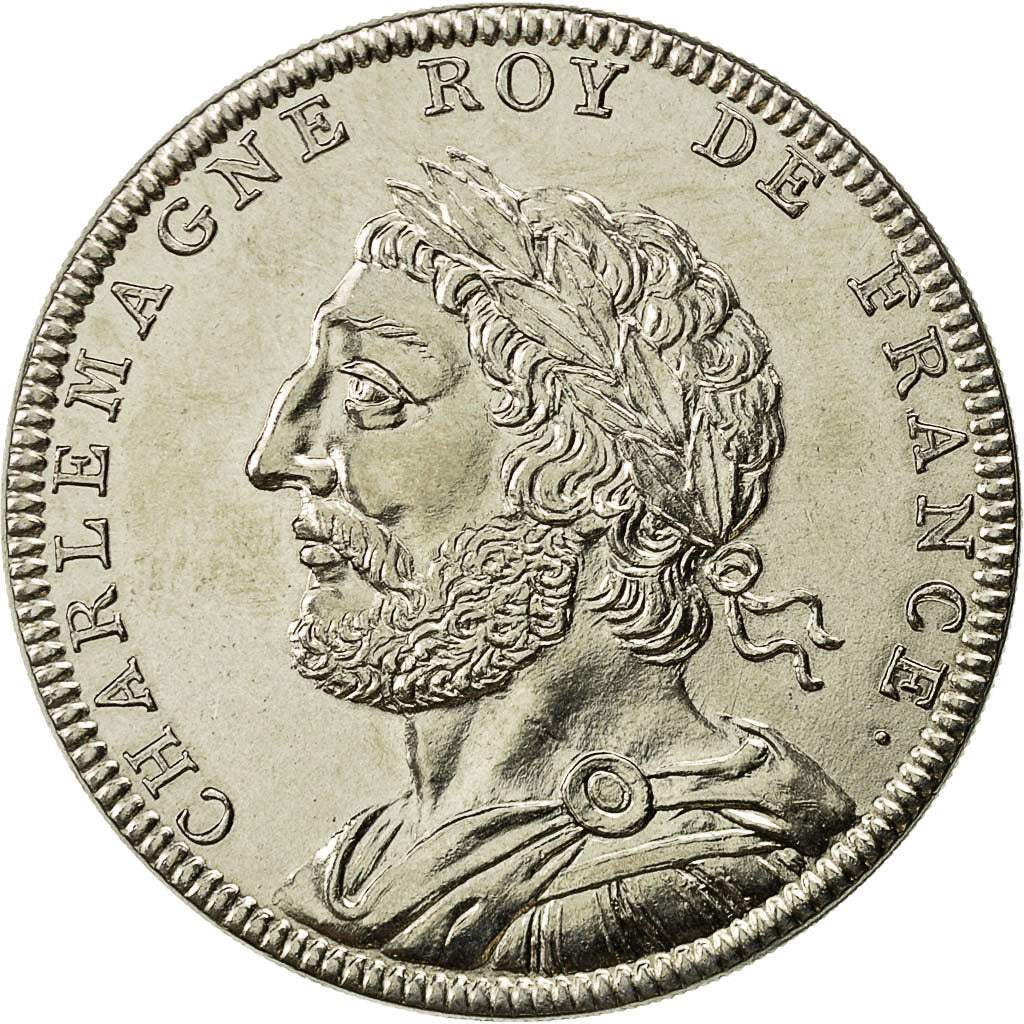 Francja, Medal, Roi de France, Charlemagne, Historia, MS(65-70), Nikiel