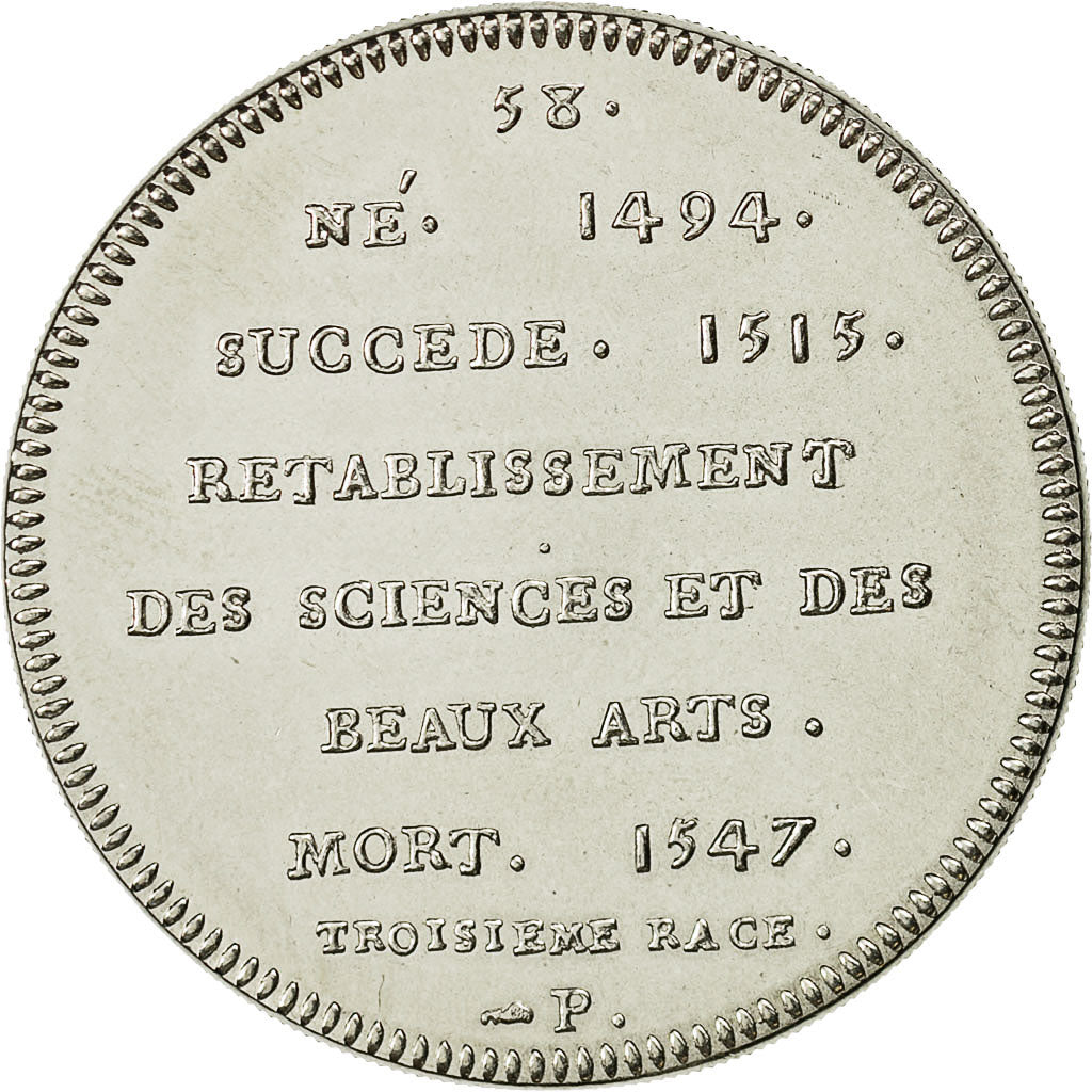 Francja, Medal, Roi de France, François Ier, Historia, MS(65-70), Nikiel