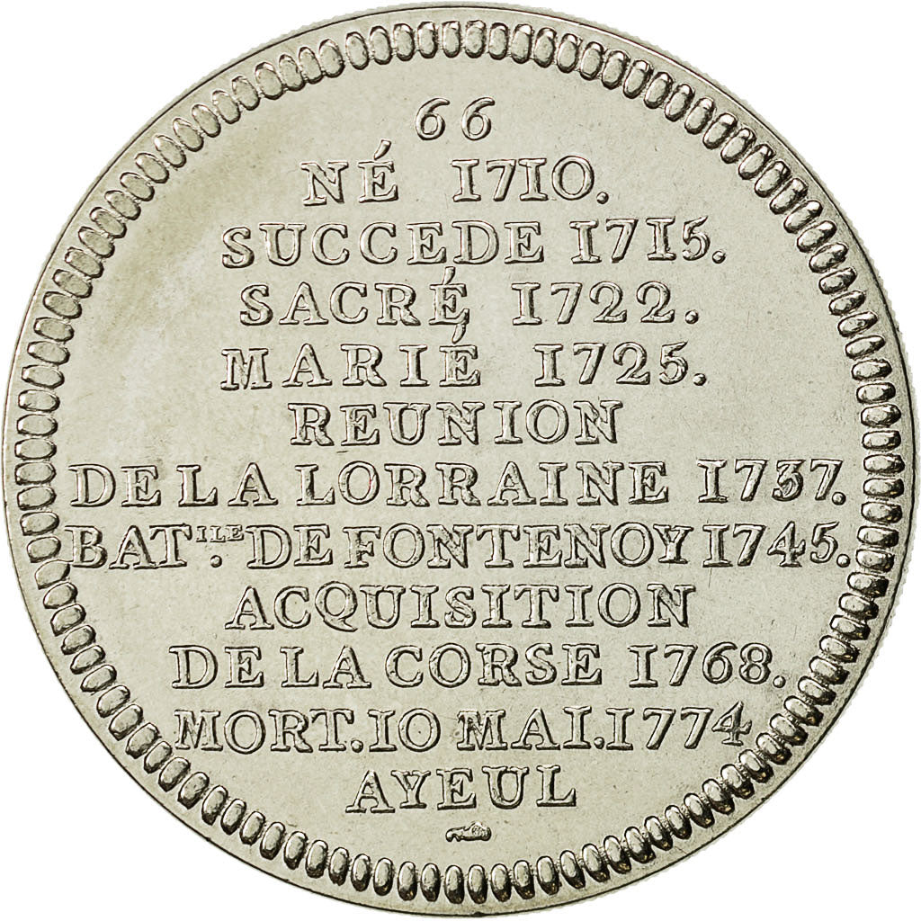 France, Medal, Roi de France, Louis XV, History, MS(65-70), Nickel