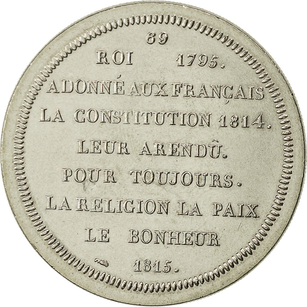 Francja, Medal, Roi de France, Louis XVIII, Historia, MS(65-70), Nikiel