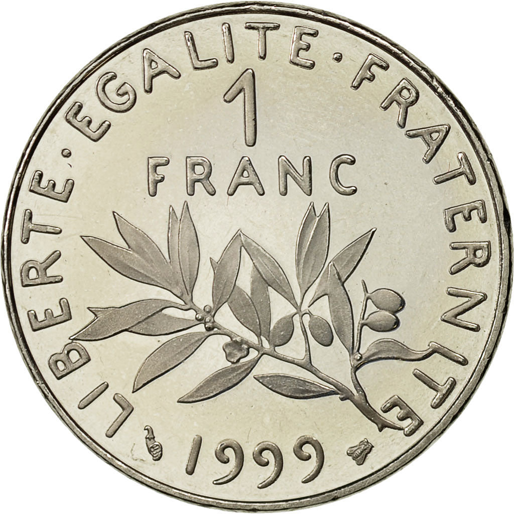 Coin, France, Semeuse, Franc, 1999, MS(65-70), Nickel, KM:925.2, Gadoury:474b