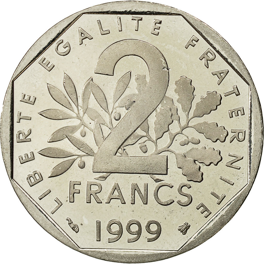 Coin, France, Semeuse, 2 Francs, 1999, MS(65-70), Nickel, KM:942.2, Gadoury:547b