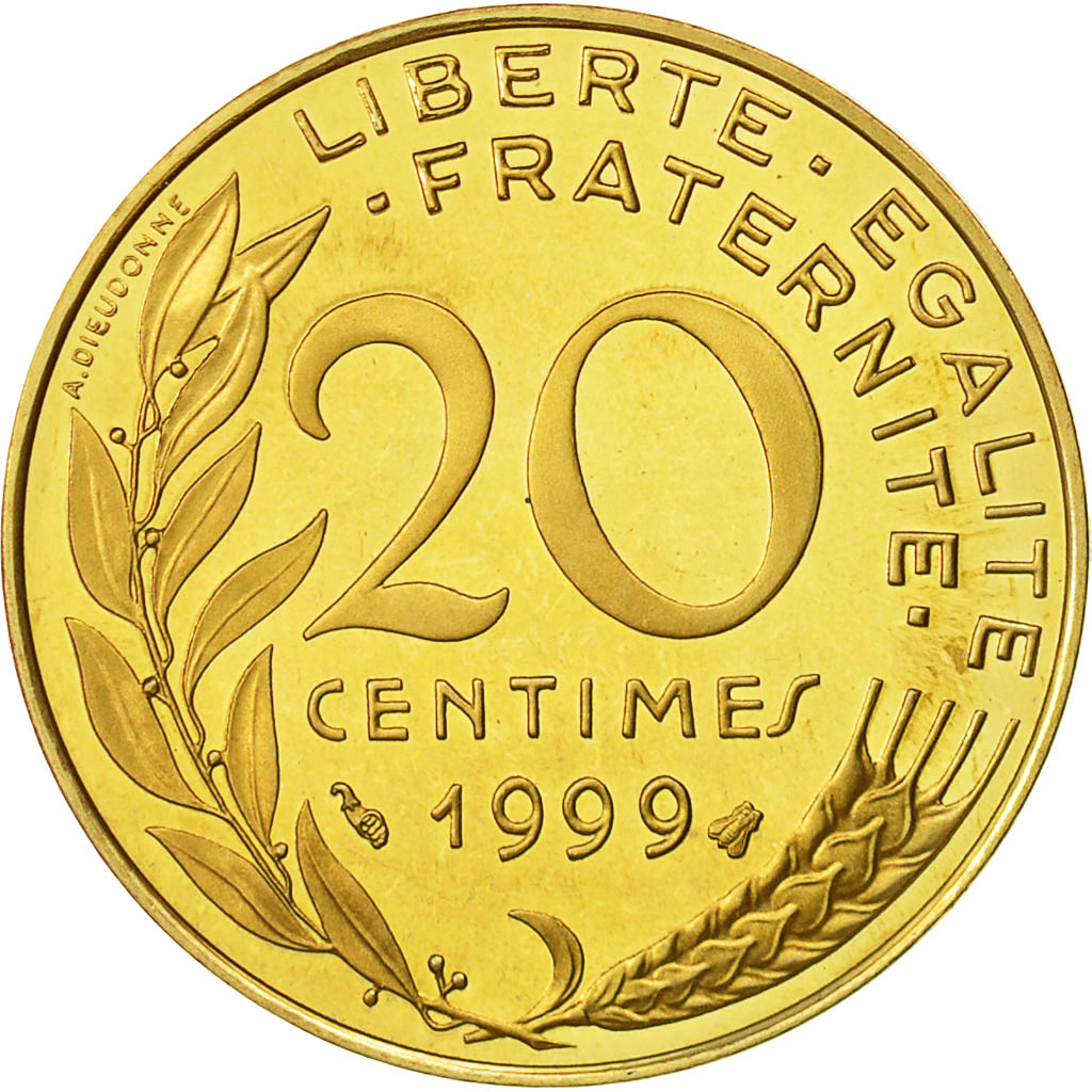 Coin, France, Marianne, 20 Centimes, 1999, Paris, MS(65-70), Aluminum-Bronze