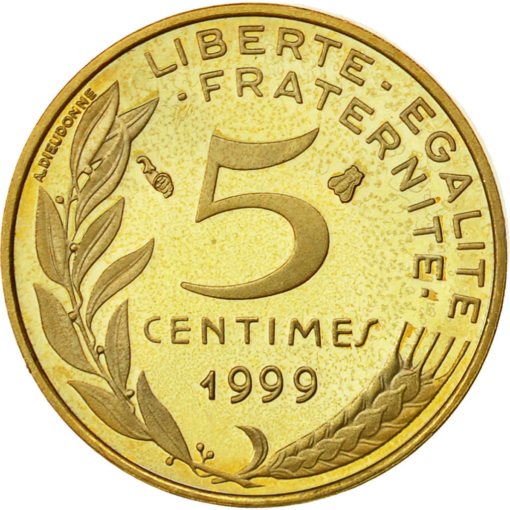 Coin, France, Marianne, 5 Centimes, 1999, Paris, MS(65-70), Aluminum-Bronze