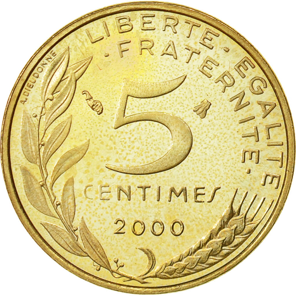 Coin, France, Marianne, 5 Centimes, 2000, Paris, MS(65-70), Aluminum-Bronze