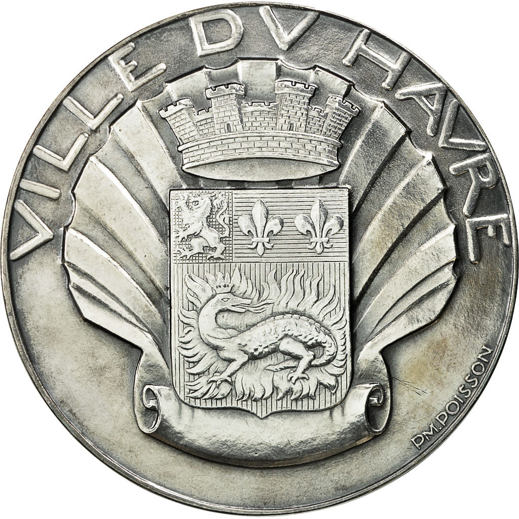 Francia, Medal, Ville du Havre, Poisson, FDC, Bronzo argentato