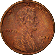 Monnaie, États-Unis, Lincoln Cent, Cent, 1977, U.S. Mint, Denver, SUP, Laiton