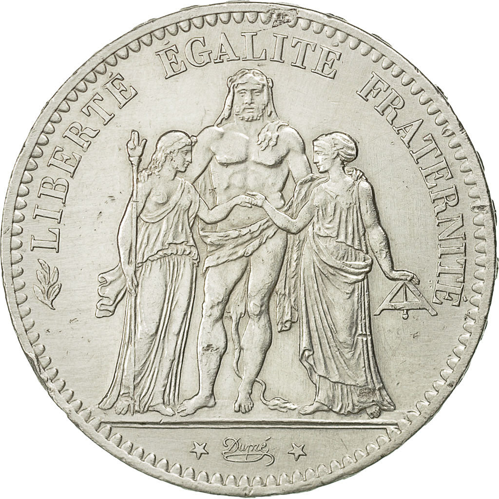 Moneda, Francia, Hercule, 5 Francs, 1877, Paris, EBC+, Plata, KM:820.1