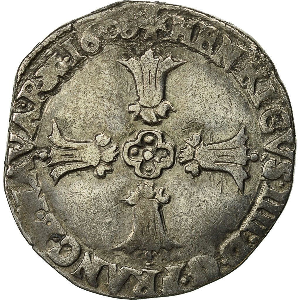 Coin, France, Henri IV, 1/4 Ecu, 1606, Bayonne, VF(30-35), Silver, Sombart:4686