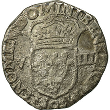 Moneda, Francia, Henri IV, 1/8 Ecu, 1605, Rennes, BC+, Plata, Sombart:4688