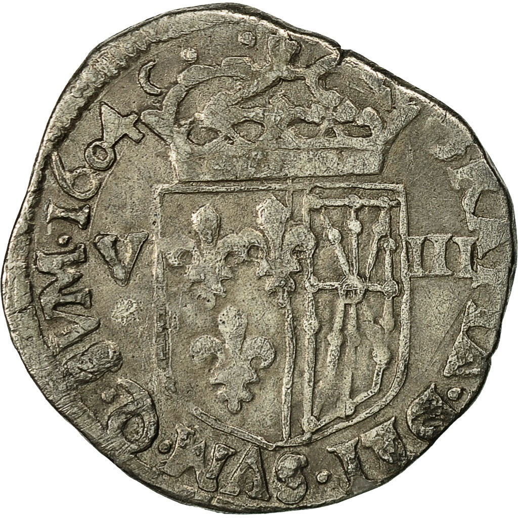 Coin, France, Henri IV, 1/8 Ecu, 1604, Saint-Palais, VF(30-35), Silver