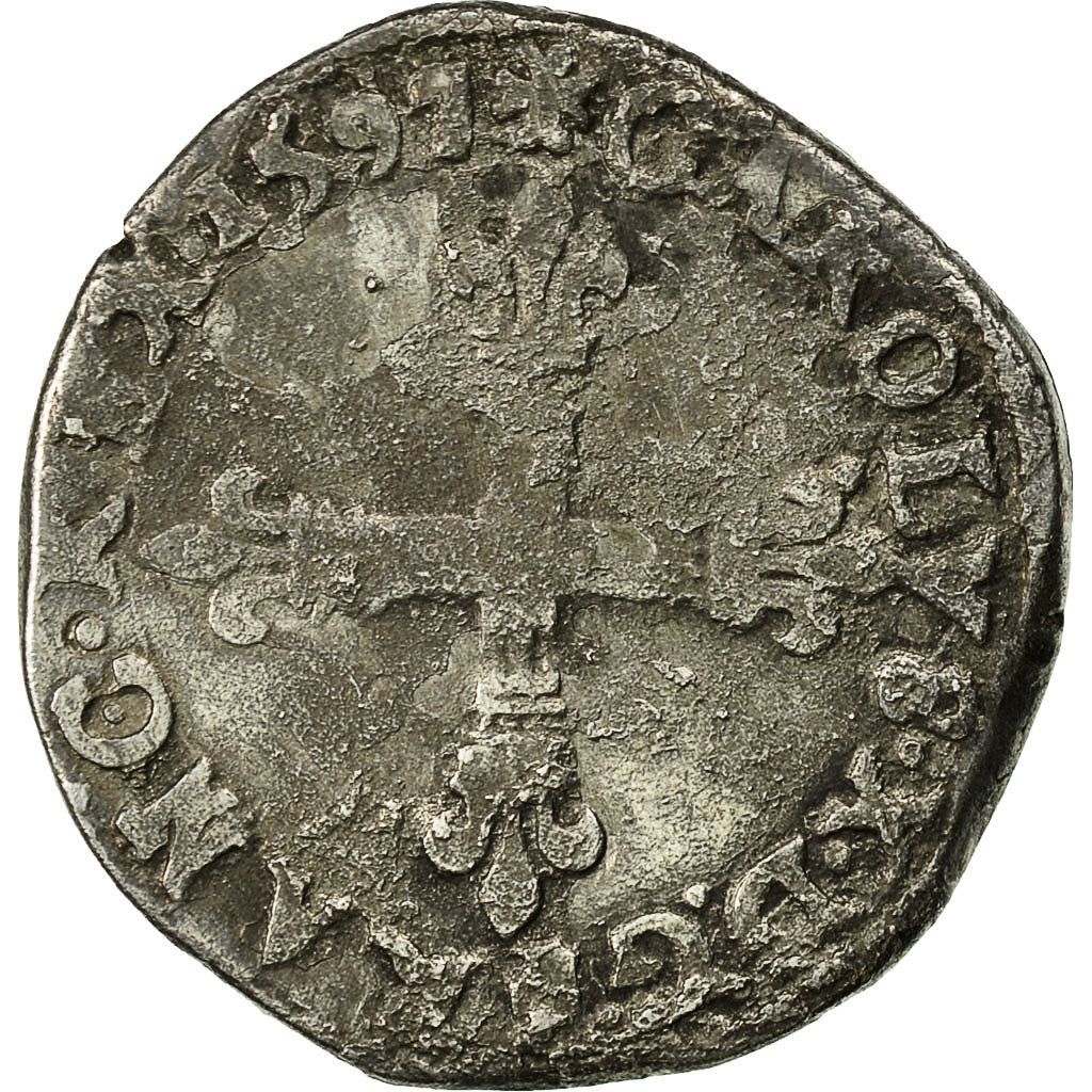 Münze, Frankreich, Charles X, 1/4 Ecu, 1597, Nantes, S+, Silber, Sombart:4670
