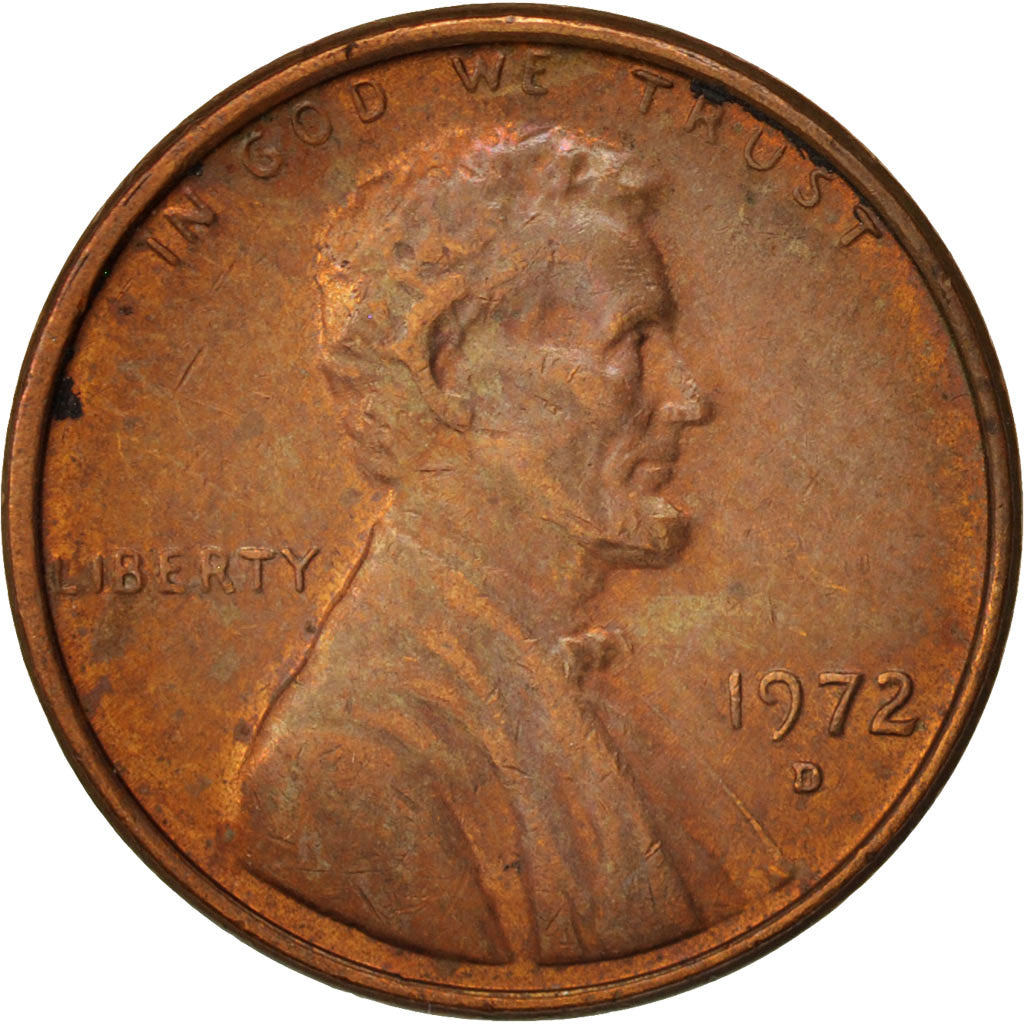 Coin, United States, Lincoln Cent, Cent, 1972, U.S. Mint, Denver, AU(50-53)