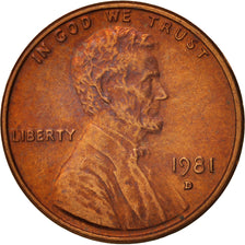 United States, Lincoln Cent, 1981, Denver, KM:201