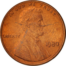 Coin, United States, Lincoln Cent, Cent, 1980, U.S. Mint, Philadelphia