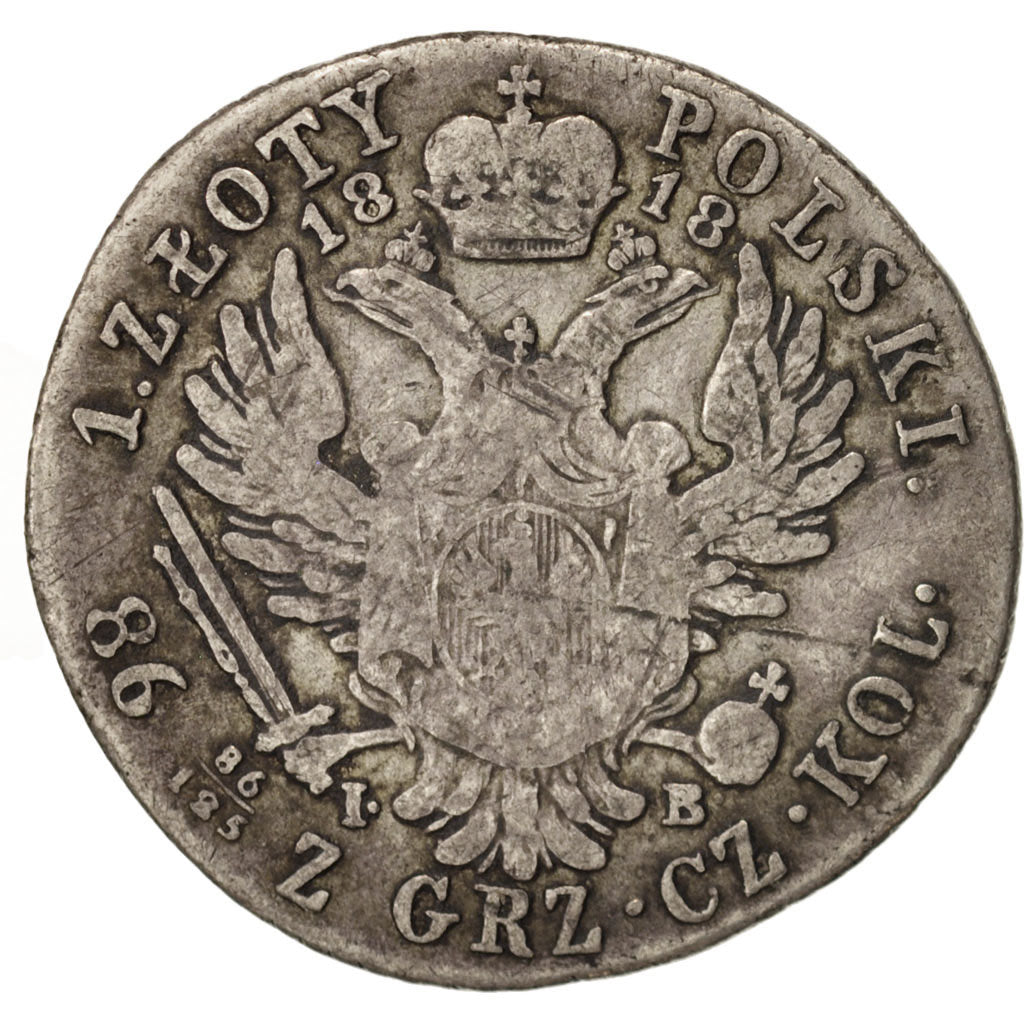 Monnaie, Pologne, Alexander I, Zloty, 1818, Warsaw, B+, Argent, KM:98