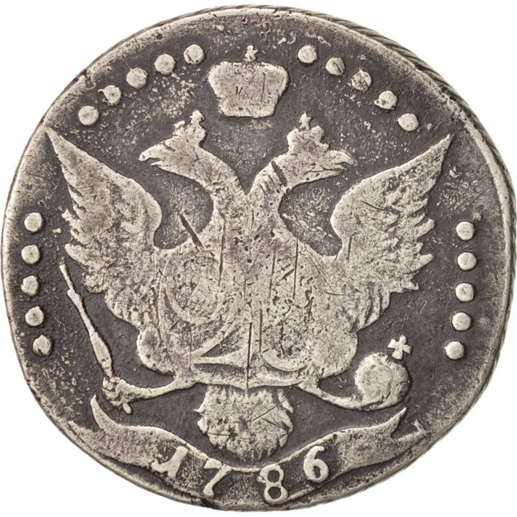 Monnaie, Russie, Catherine II, 20 Kopeks, 1786, B+, Argent, KM:63c