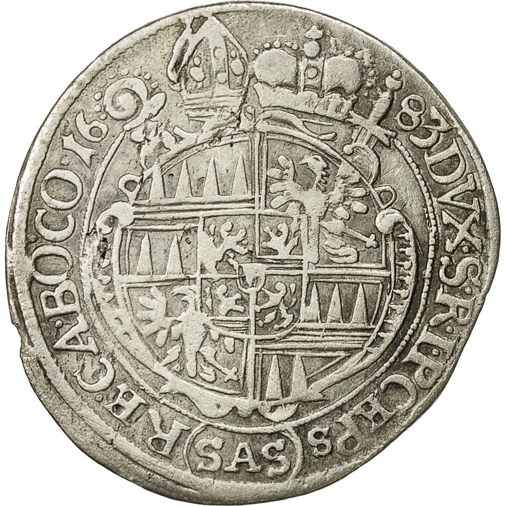 Coin, AUSTRIAN STATES, OLMUTZ, Karl II, 6 Kreuzer, 1683, AU(50-53), Silver