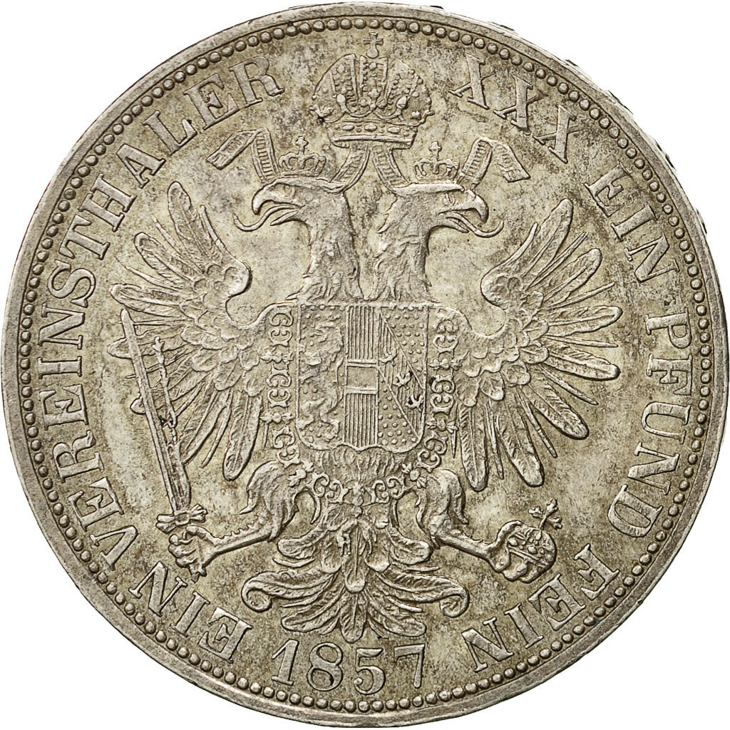 Coin, Austria, Franz Joseph I, Thaler, 1857, Vienna, AU(55-58), Silver, KM:2244