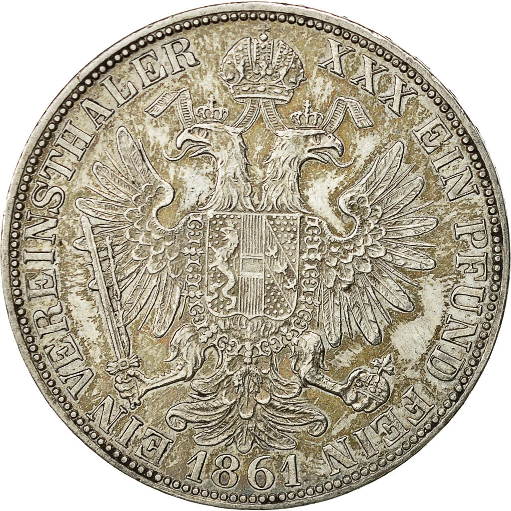 Moneda, Austria, Franz Joseph I, Thaler, 1861, Vienna, EBC+, Plata, KM:2244