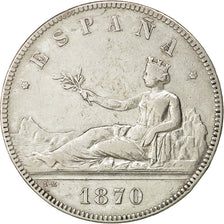 Moneta, Spagna, Provisional Government, 5 Pesetas, 1870, Madrid, BB, Argento