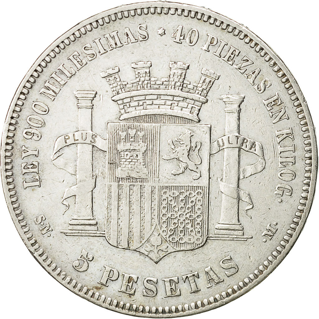 Coin, Spain, Provisional Government, 5 Pesetas, 1870, Madrid, EF(40-45), Silver