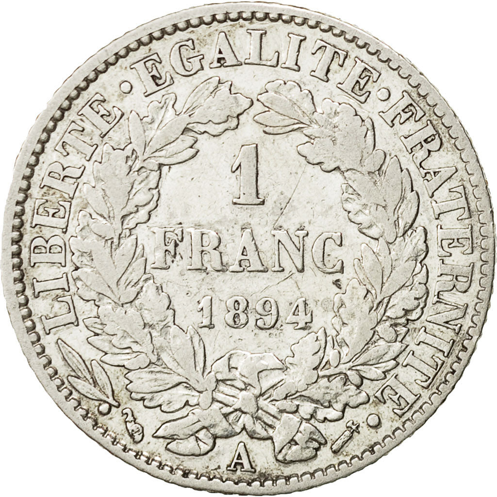 Coin, France, Cérès, Franc, 1894, Paris, AU(50-53), Silver, KM:822.1