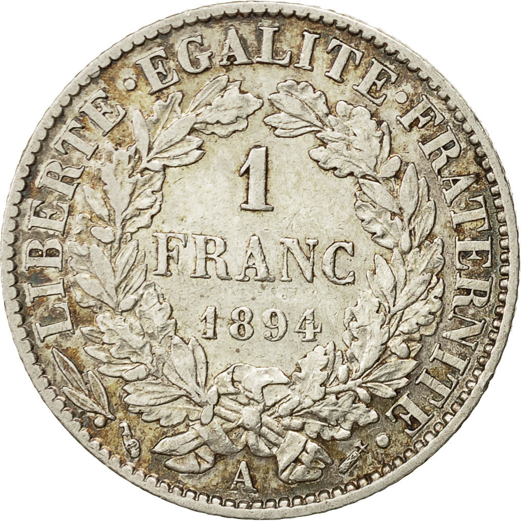 Coin, France, Cérès, Franc, 1894, Paris, AU(55-58), Silver, KM:822.1