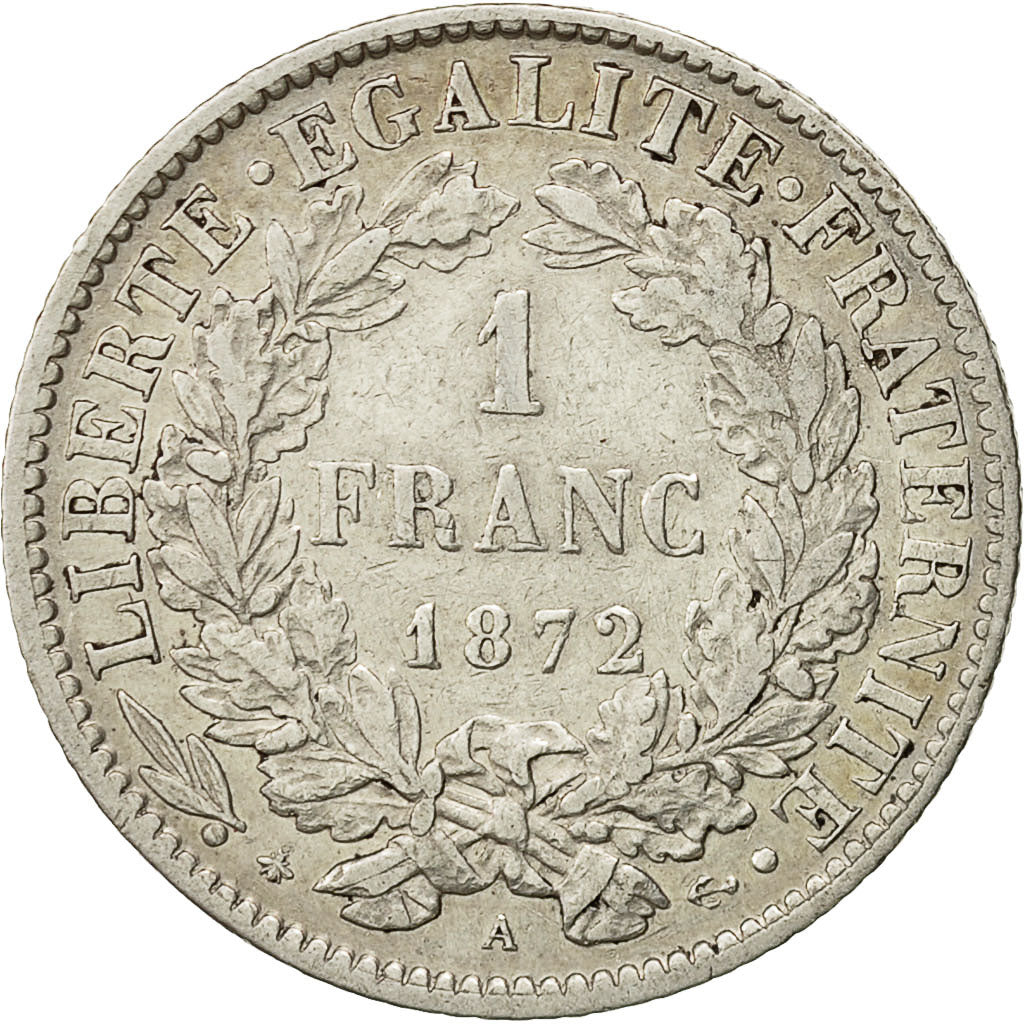 Monnaie, France, Cérès, Franc, 1872, Paris, SUP+, Argent, KM:822.1