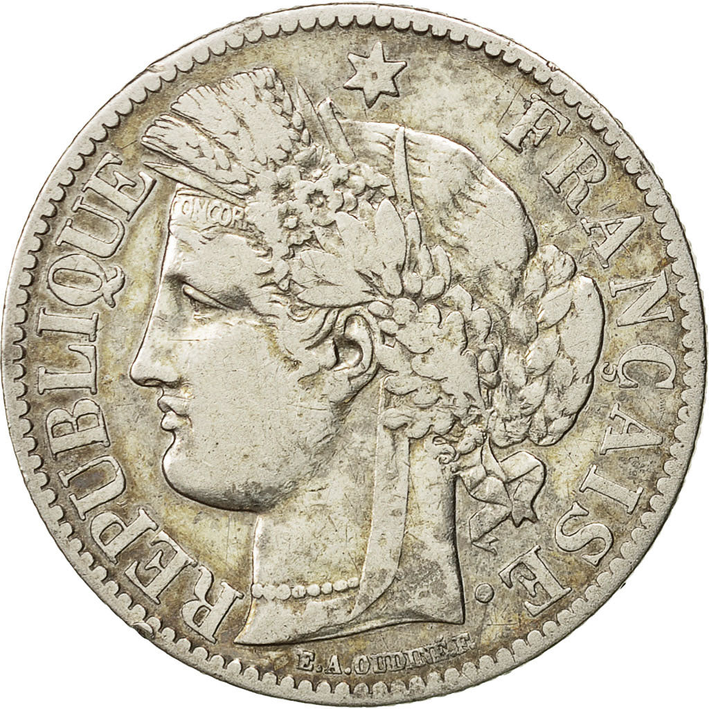 Moneta, Francia, Cérès, 2 Francs, 1873, Paris, BB, Argento, KM:817.1