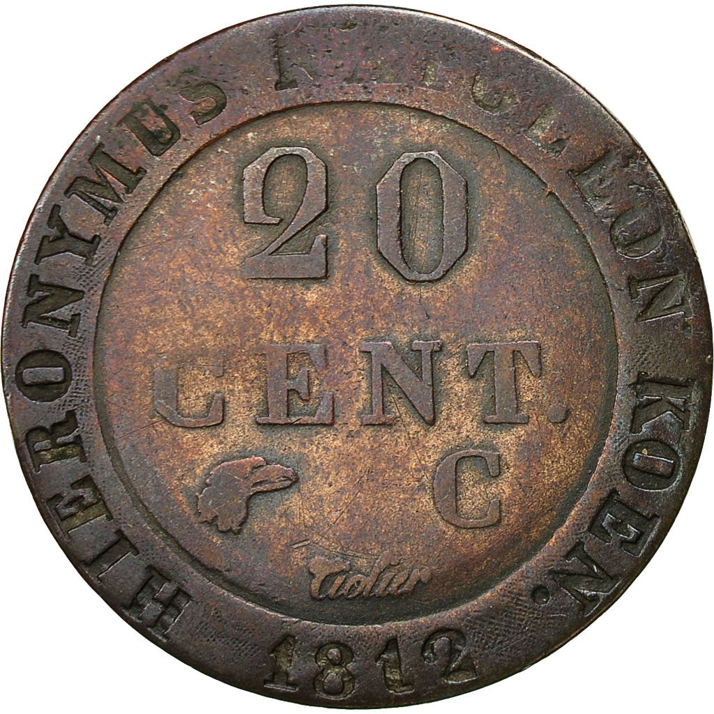 Coin, German States, WESTPHALIA, Jerome, 20 Centimes, 1812, Cassel, EF(40-45)