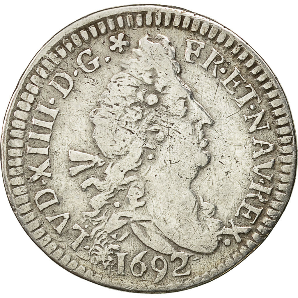 Coin, France, Louis XIV, 4 Sols aux 2 L, 4 Sols 2 Deniers, 1692, Rennes