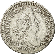 Coin, France, Louis XIV, 4 Sols aux 2 L, 4 Sols 2 Deniers, 1692, Rennes