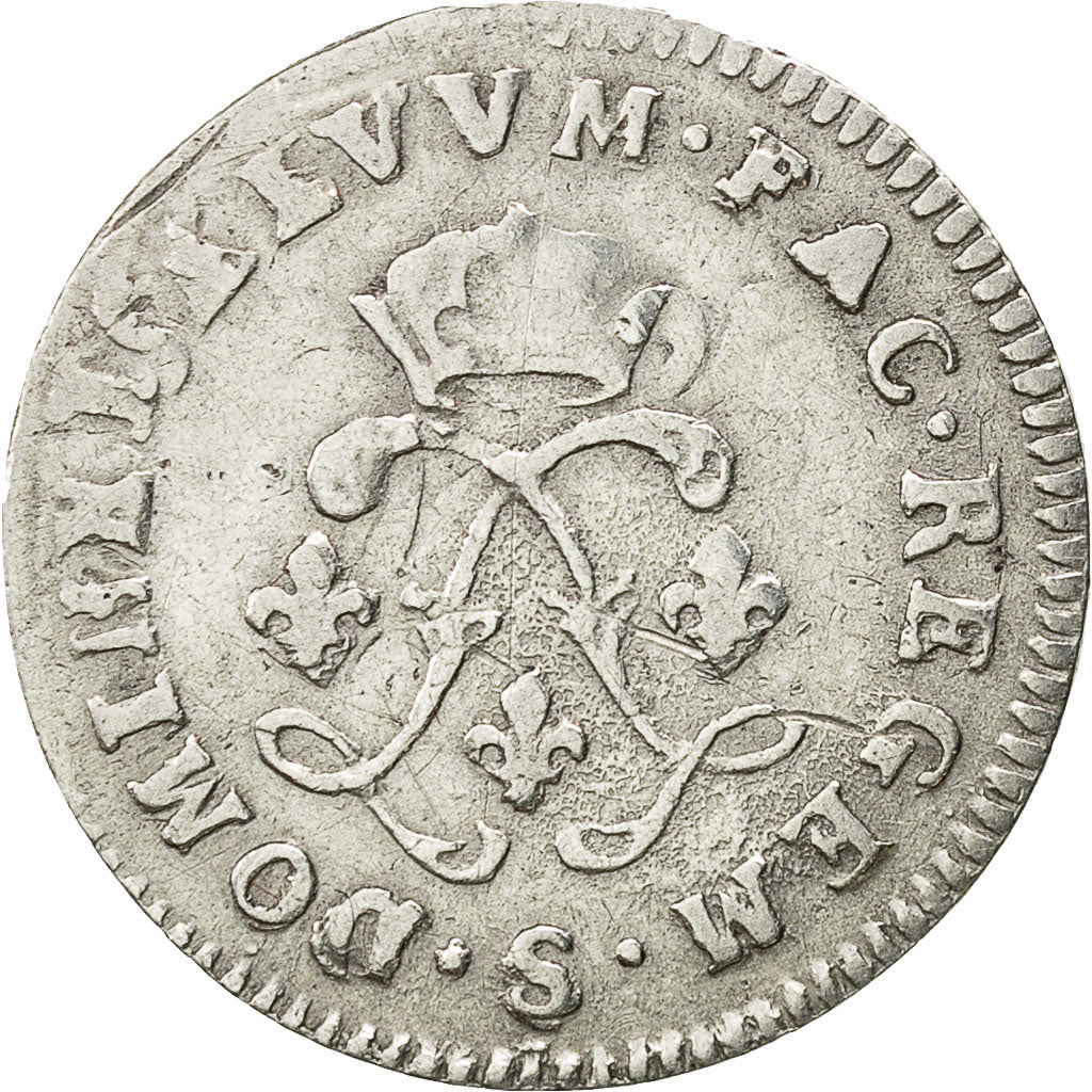 Moneda, Francia, Louis XIV, 4 Sols aux 2 L, 4 Sols 2 Deniers, 1693, Reims, BC+
