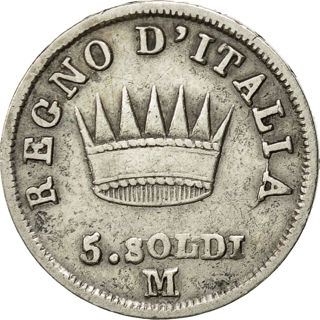 Monnaie, États italiens, KINGDOM OF NAPOLEON, Napoleon I, 5 Soldi, 1813, Milan