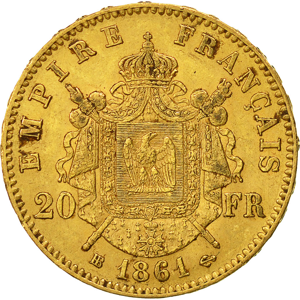 Coin, France, Napoleon III, Napoléon III, 20 Francs, 1861, Strasbourg