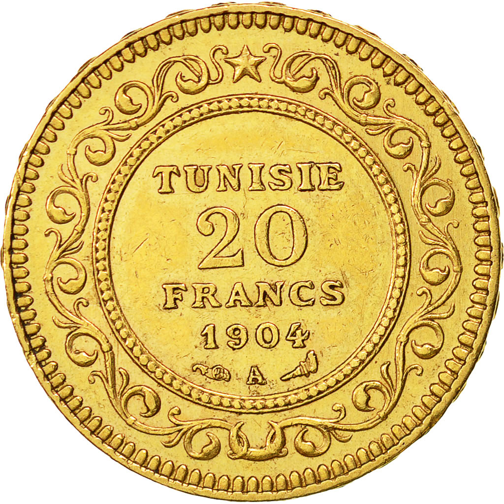 Monnaie, Tunisie, Muhammad al-Hadi Bey, 20 Francs, 1904, Paris, SUP+, Or, KM:234