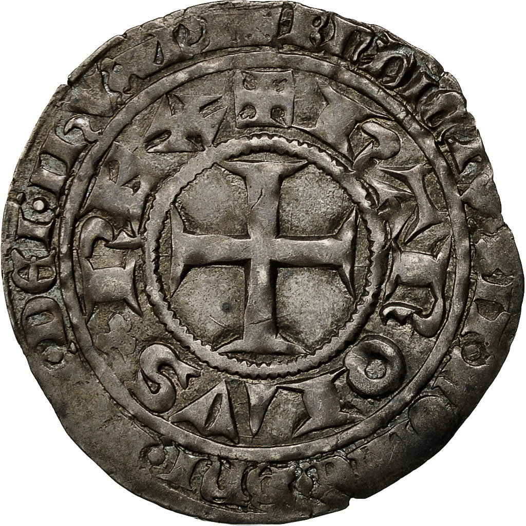 Munten, Frankrijk, Karel V, Gros Tournois, 1369, ZF, Zilver, Duplessy:362A